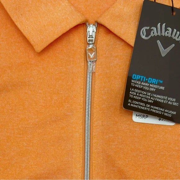 CALLAWAY Women's Papaya Heather Sleeveless Golf Polo Shirt, Quarter-Zip Closure - Picture 3 of 5